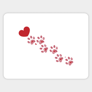 Dog paw print with hearts. Valentine's day design Sticker